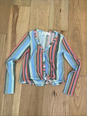 Hiatus Multicolor Striped Knit Button-Front Top